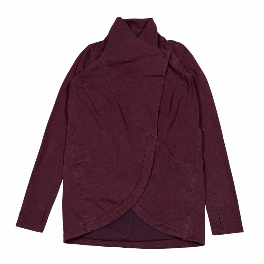 Lululemon That's A Wrap Cardigan Size 4 Heathered‎ Bordeaux Drama Snap
